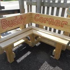 Outdoor Wooden Buddy Corner Bench Benches & Picnic Benches|Outdoor Furniture
