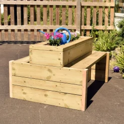 Online Outdoor Wooden Double Sided Bench Planter Benches & Picnic Benches|Dining And Meeting Tables