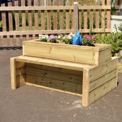 Online Outdoor Wooden Double Sided Bench Planter Benches & Picnic Benches|Dining And Meeting Tables