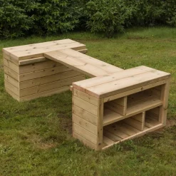 Hot Outdoor Wooden Movable Multi Tables Unit Outdoor Storage|Mud Kitchens