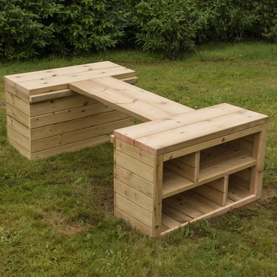 Hot Outdoor Wooden Movable Multi Tables Unit Outdoor Storage|Mud Kitchens