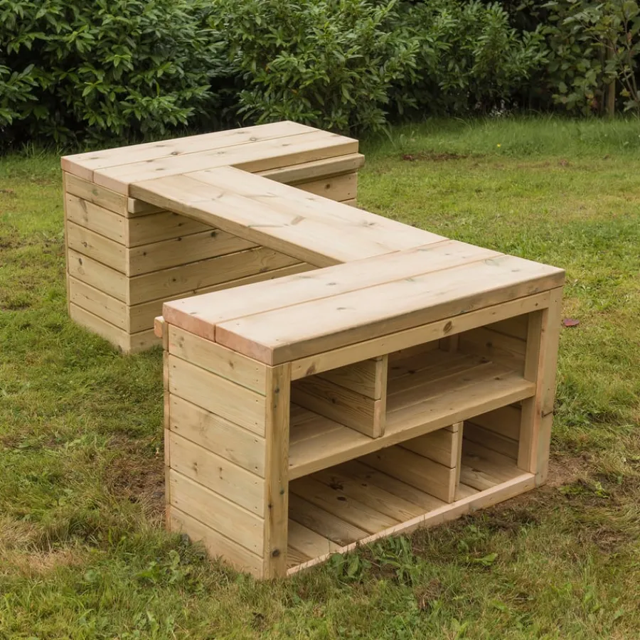 Hot Outdoor Wooden Movable Multi Tables Unit Outdoor Storage|Mud Kitchens