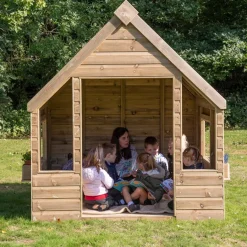 Clearance Outdoor Wooden Playhouse with Table & Benches Role Play Furniture & Accessories|Dens & Play Equipment