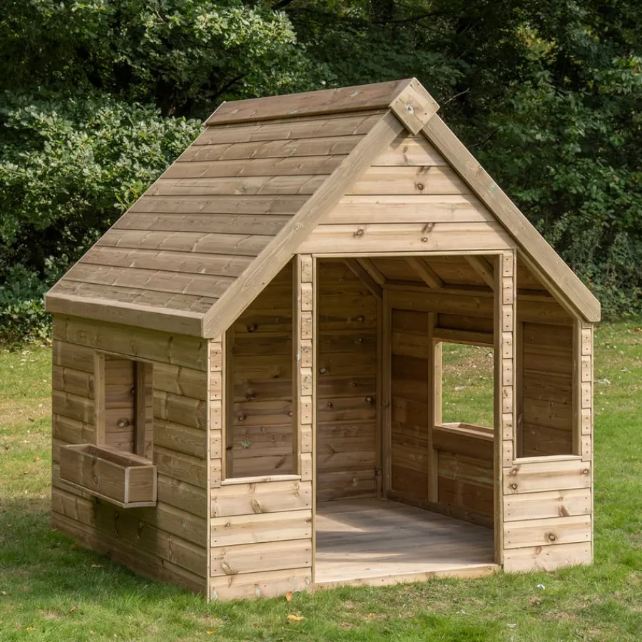 Clearance Outdoor Wooden Playhouse with Table & Benches Role Play Furniture & Accessories|Dens & Play Equipment