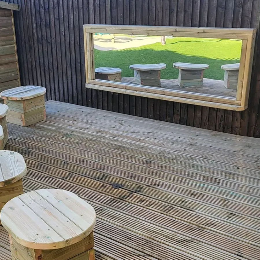 Clearance Outdoor Wood Framed Mirror Outdoor Furniture|Mirrors