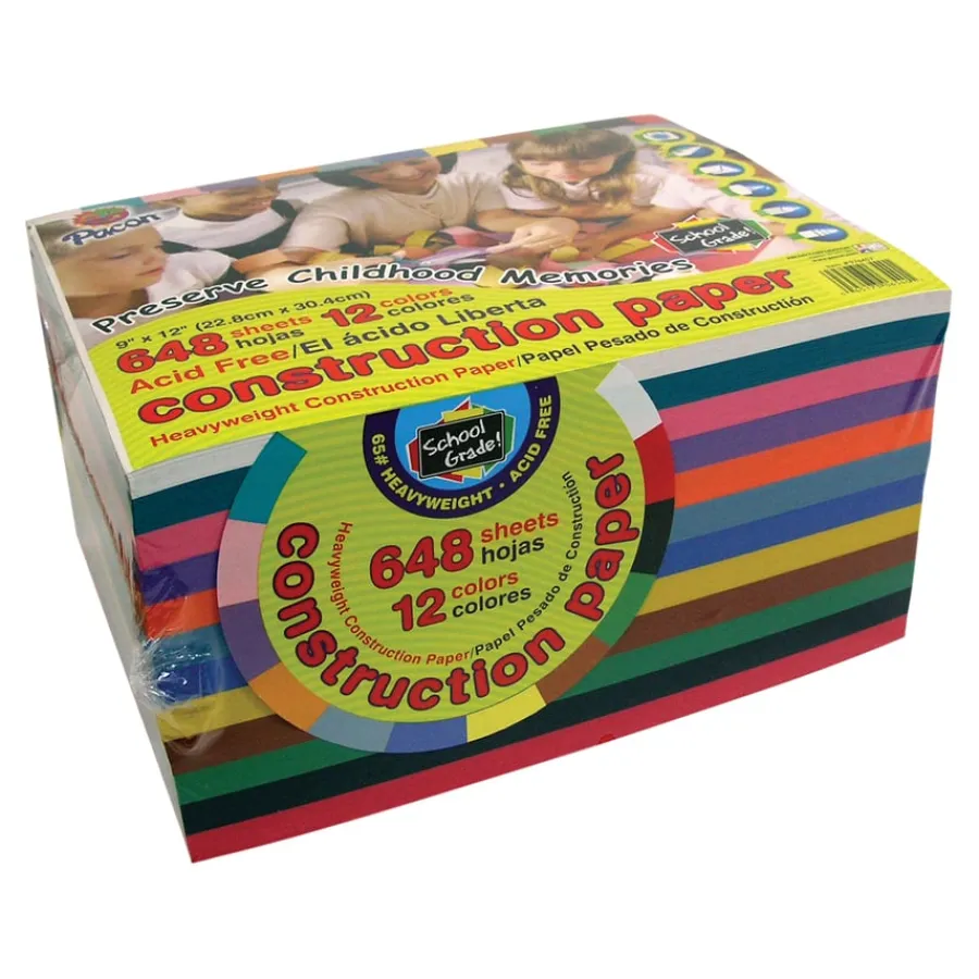 Clearance Pacon Bumper Block of Construction Paper Assorted A4+ 648pk Steam|Paper & Card