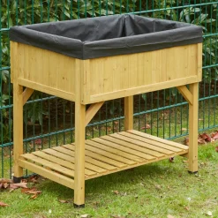 Discount Raised Bed Planter Natural Wood H80 x W78 x D58cm Composting, Soil, Seeds And Potting|Grow Beds And Planters