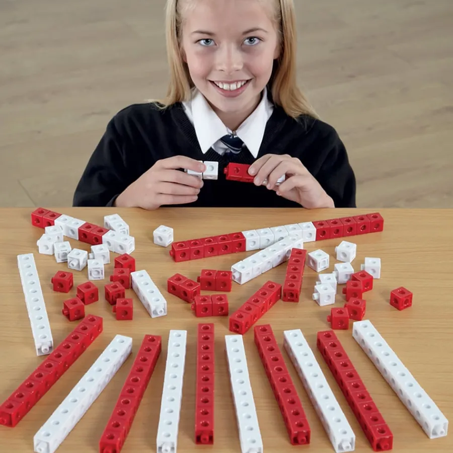 Clearance Red/White Plastic Snap Cubes 500pk Exploring Numbers|Number