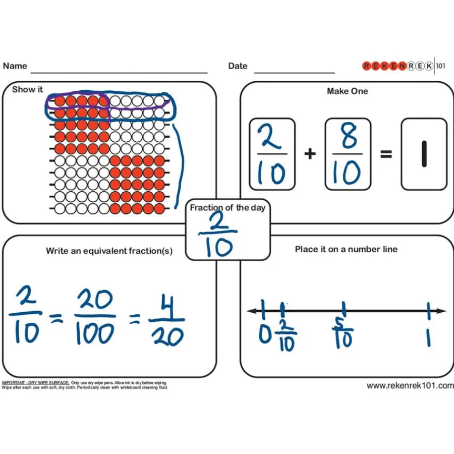 Hot Rekenrek Practice Charts Fraction & Decimal Bundle 30pk Fractions, Decimals & Percentages|Fractions