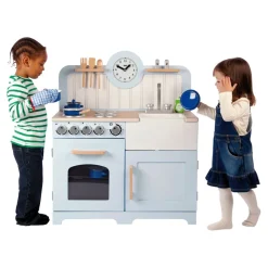 Online Role Play Classic Country Kitchen Soft Blue Kitchens & Accessories|Shopping & Food