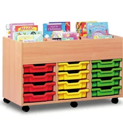 Hot 12 Shallow Tray Unit with Book Storage H625 x W450 x L1022mm Library & Book Storage|Book Storage