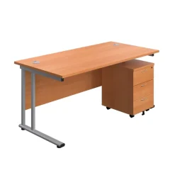 Discount Single Pedestal and Desk Bundle Deal Dining And Meeting Tables|Desks & Tables