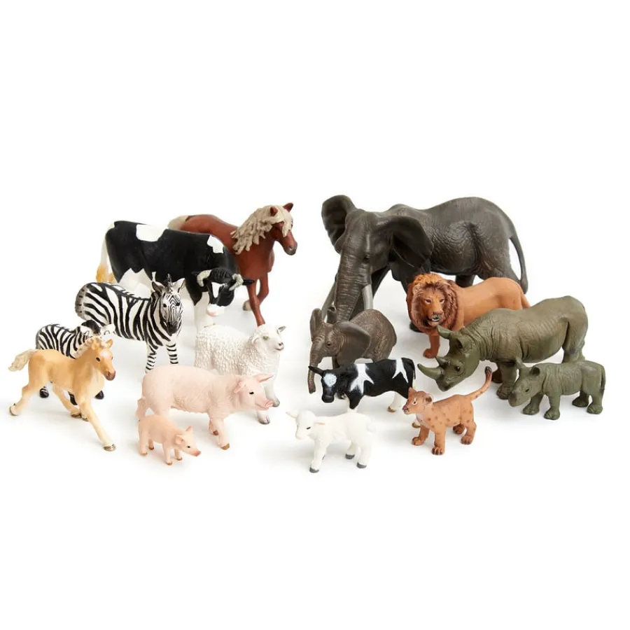 Best Small World Wild & Farm Animals & Young Set 16pcs Animals|Shop The Full Range