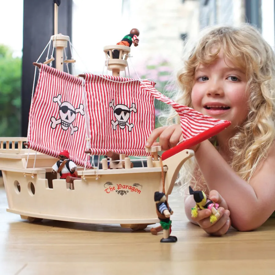 Online Small World Wooden Pirate Ship 25pcs Vehicles & Transport|Figures