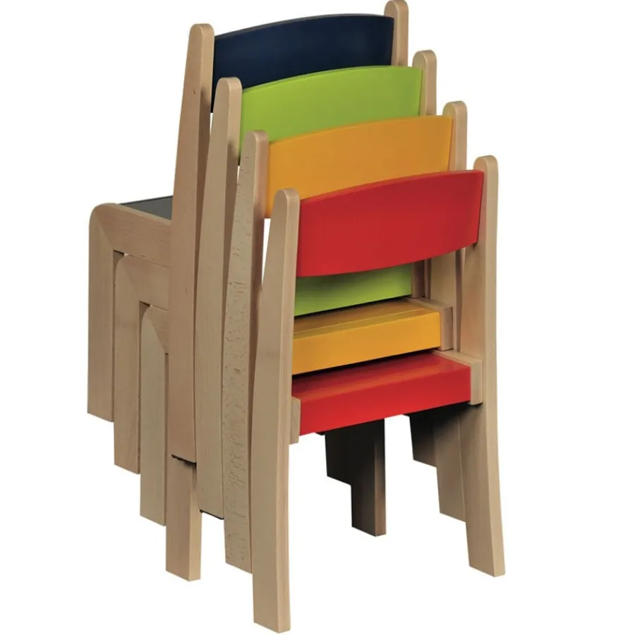 Online Solid Beech Stackable Chairs 4pk Express Delivery Furniture|Tables & Chairs