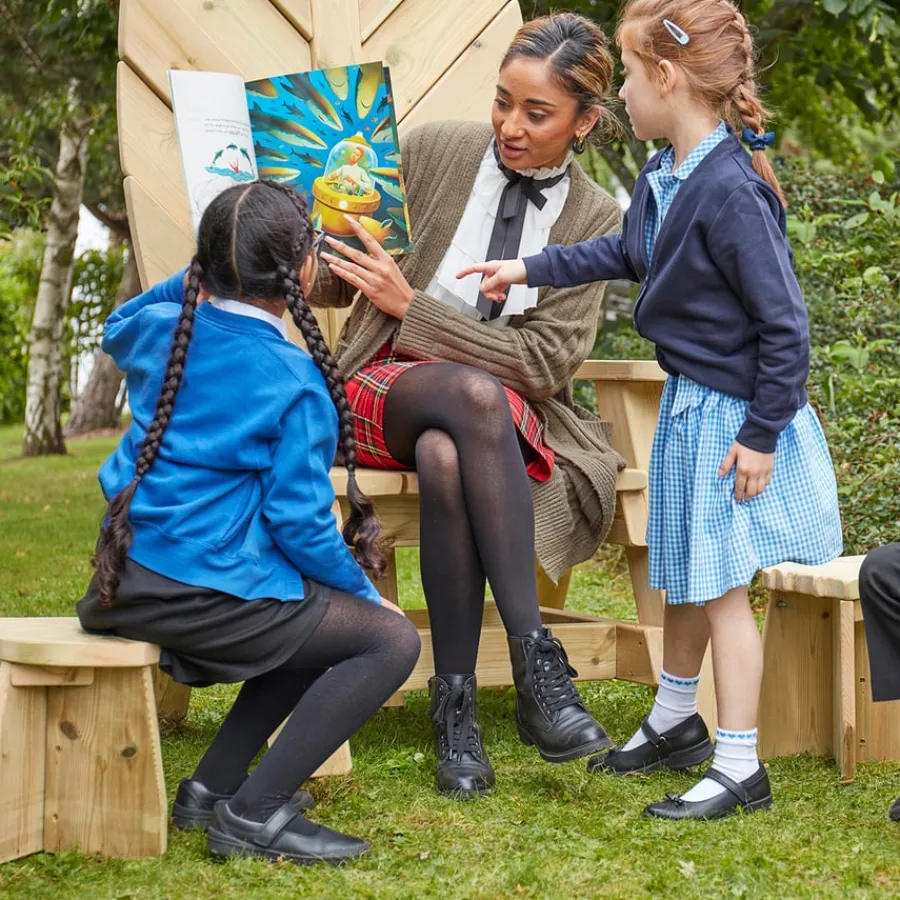 Clearance Storytellers' Wooden Chair and 6 Stools Benches & Picnic Benches|Outdoor Furniture