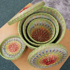Outlet Colourful Nesting Seagrass Storage Baskets 3pk Outdoor Music|Bags, Baskets & Tubs