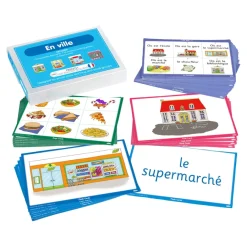 Clearance French In the Town Vocabulary Builder Activity Cards 46pk French|Topics & Cultures