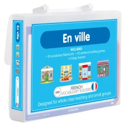 Clearance French In the Town Vocabulary Builder Activity Cards 46pk French|Topics & Cultures