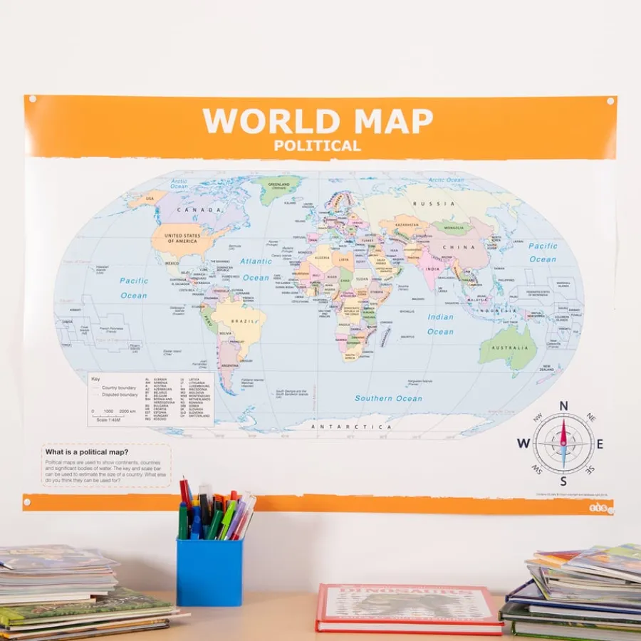 Best Map of the World Political and Physical A1 KS2 Maps & Compasses