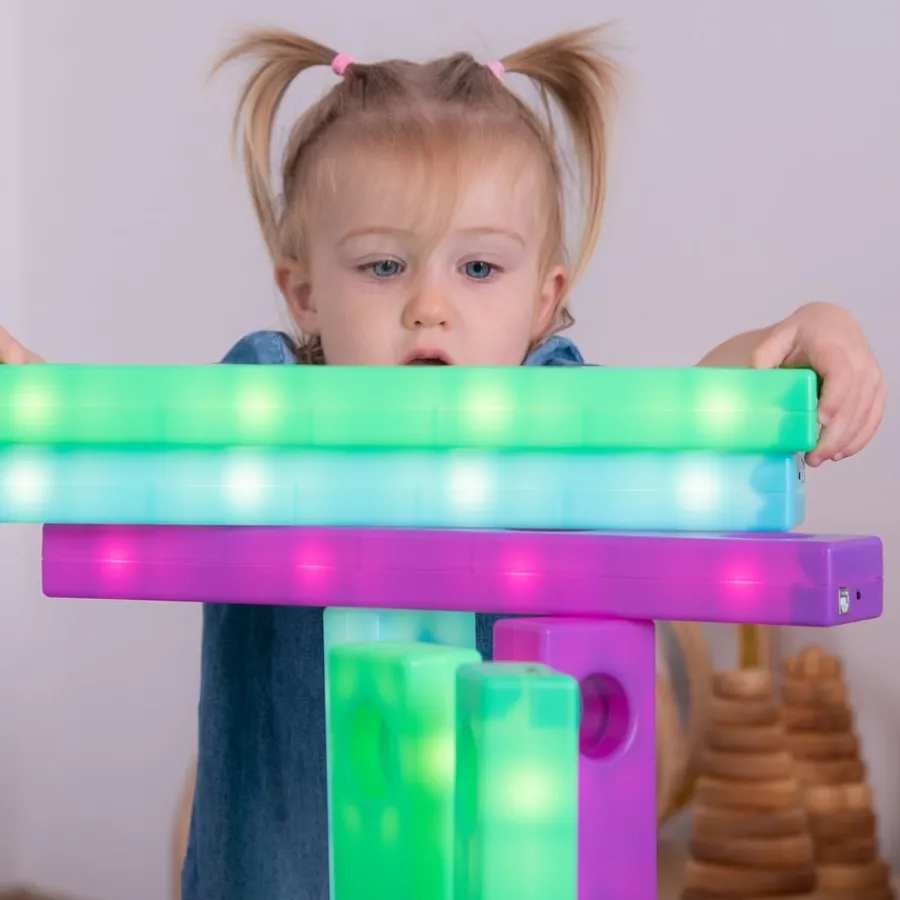 Best Stack and Build Glow Blocks 9pk Light Up Learning|Sensory Construction