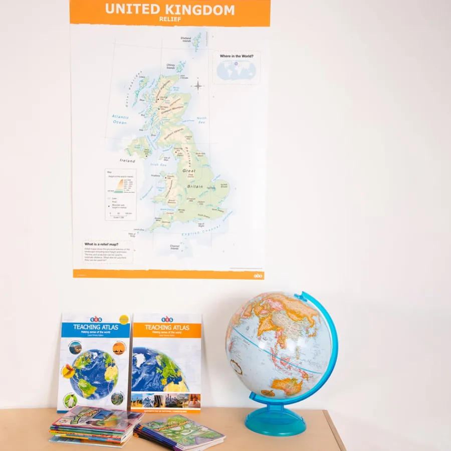 Best UK Map Political and Physical A1 KS2 Maps & Compasses
