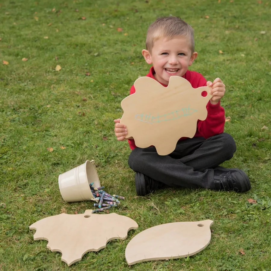 Discount Wooden Leaf Mark Making Boards with Stand Outdoor Art|Forest School