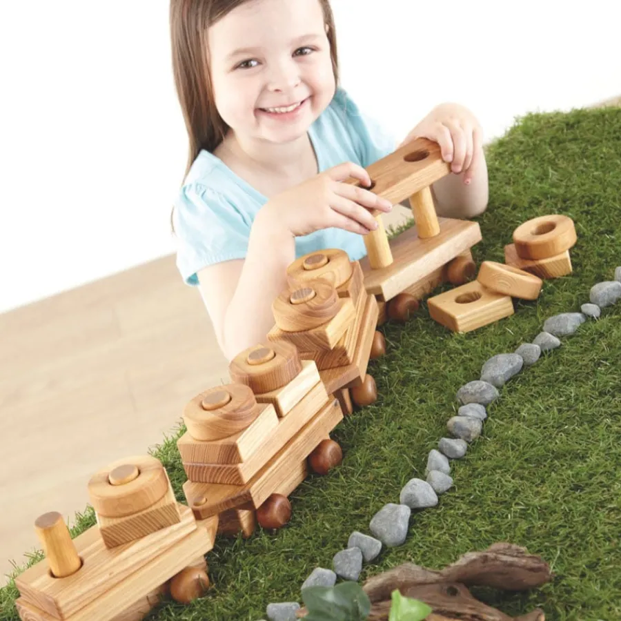 Online Wooden Toddler Train with Building Blocks Shop The Full Range