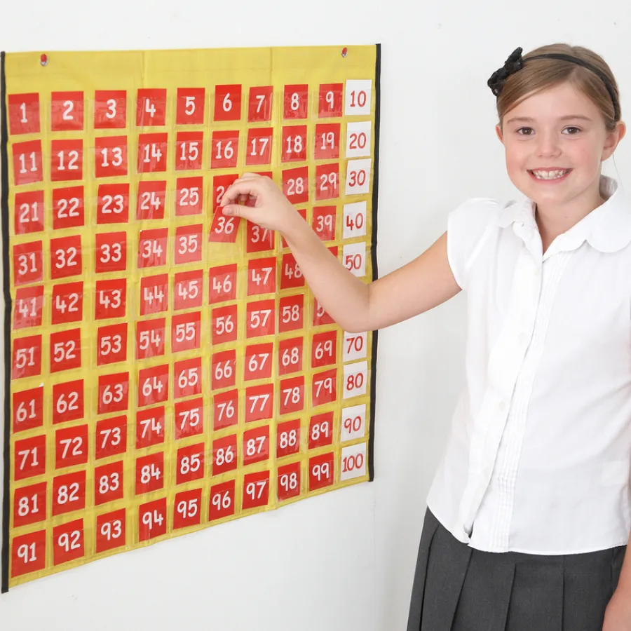 Outlet Washable 1-100 Wall Pocket Chart 66 x 70cm Exploring Numbers|Number & Place Value