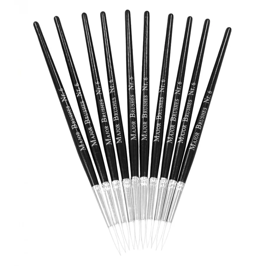 Clearance White Sable Substitute Paint Brushes 10pk Paint Pots & Trays|Paint Brushes & Applicators