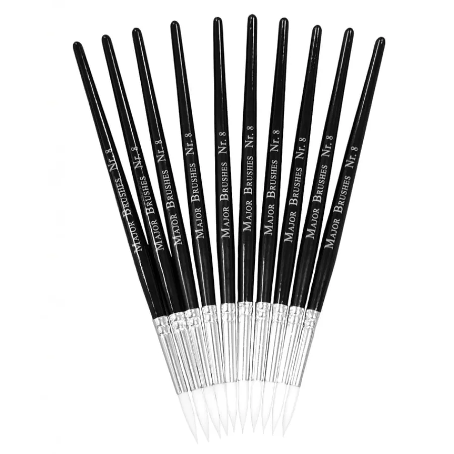 Clearance White Sable Substitute Paint Brushes 10pk Paint Pots & Trays|Paint Brushes & Applicators