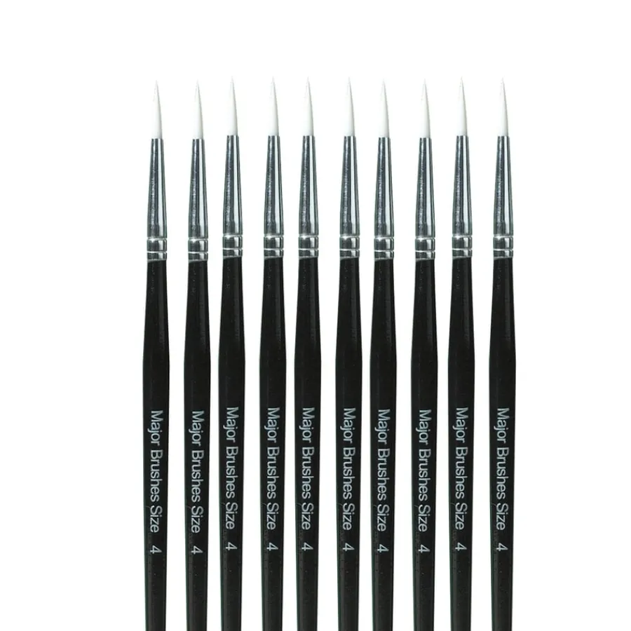 Clearance White Sable Substitute Paint Brushes 10pk Paint Pots & Trays|Paint Brushes & Applicators