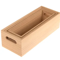 Clearance Wooden Storage Boxes 3pk Tubs & Jars|Desktop Storage