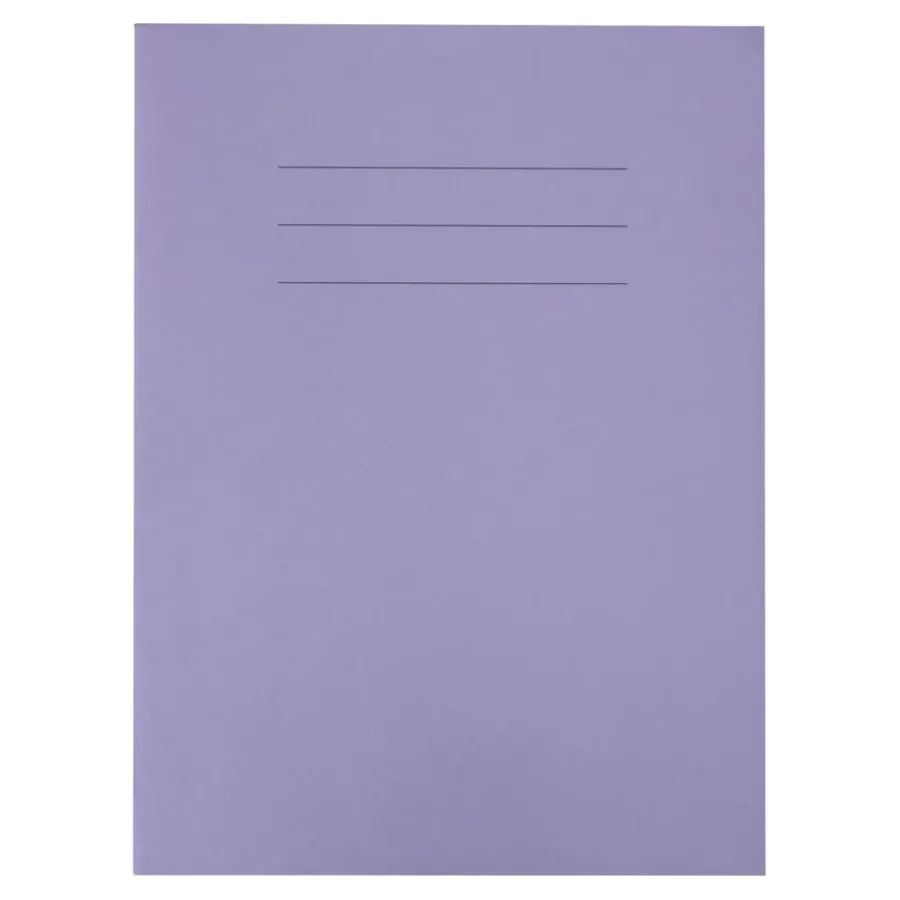 Clearance 9''x7'' Exercise Book 8mm Ruled Margin Purple 80pg pk 9 X 7 Lined Exercise Books|9" X 7"